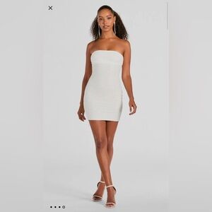 Windsor Lena Strapless Bodycon Beaded Mesh Mini Dress